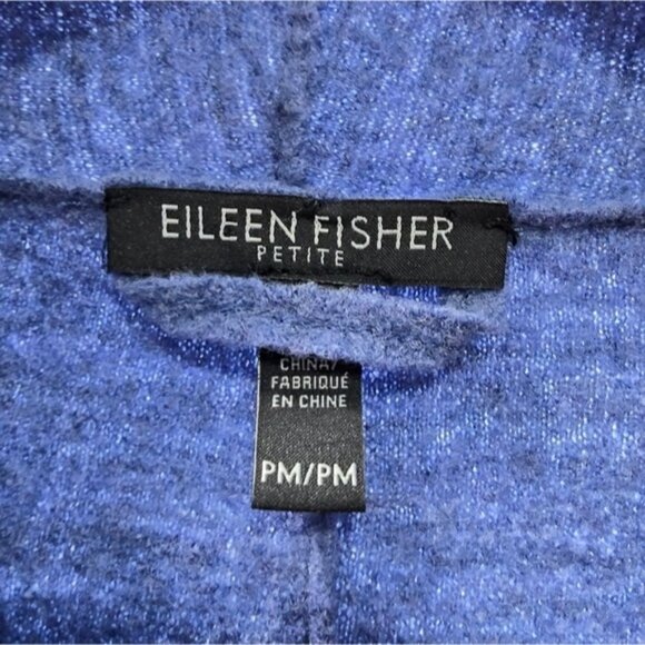 Eileen Fisher Jacket Womens Medium Petite Blue Wool Boiled Felted Zip Coat Mock - Picture 3 of 14